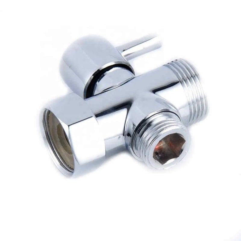 Bluejw 3-Way T-adapter Diverter Valve Polished Chrome for Shower Head Arm, Faucet Diverter Switch Adapter + Showerhead Filters, Bathroom Accessories Replacement - Image 2